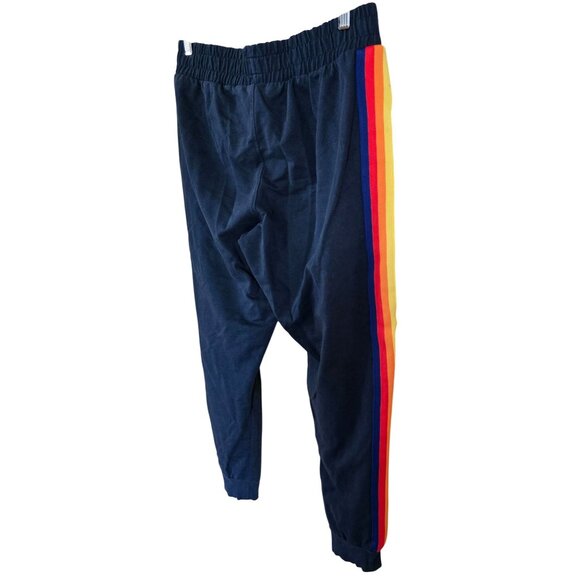 Aldi Black Joggers Rainbow Side Stripes Elastic Waist Comfy boho cottagecore - Picture 4 of 7